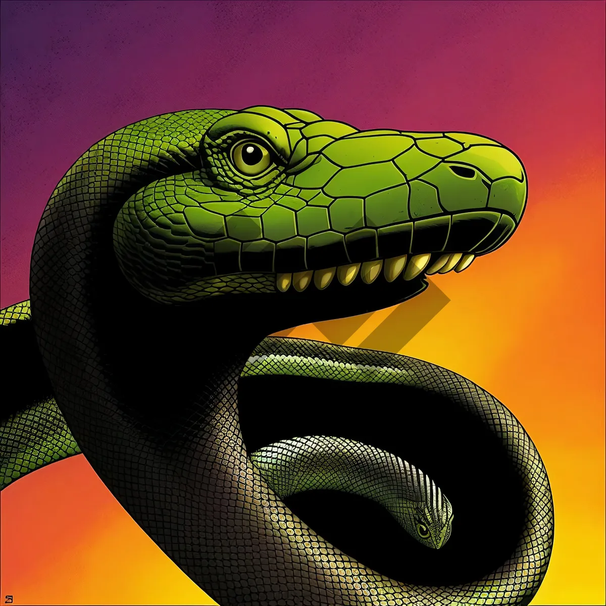 Picture of Vibrant Green Mamba Gazing Intensely