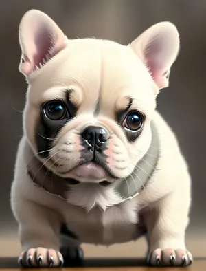 In a studio portrait, an irresistibly cute bulldog puppy steals the show, capturing hearts effortlessly