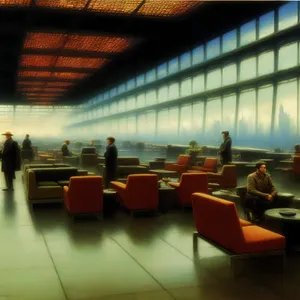 Modern interior design of restaurant table and chairs