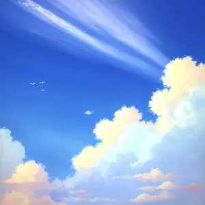 Vibrant Summer Sky: Azure Skies with Fluffy Clouds