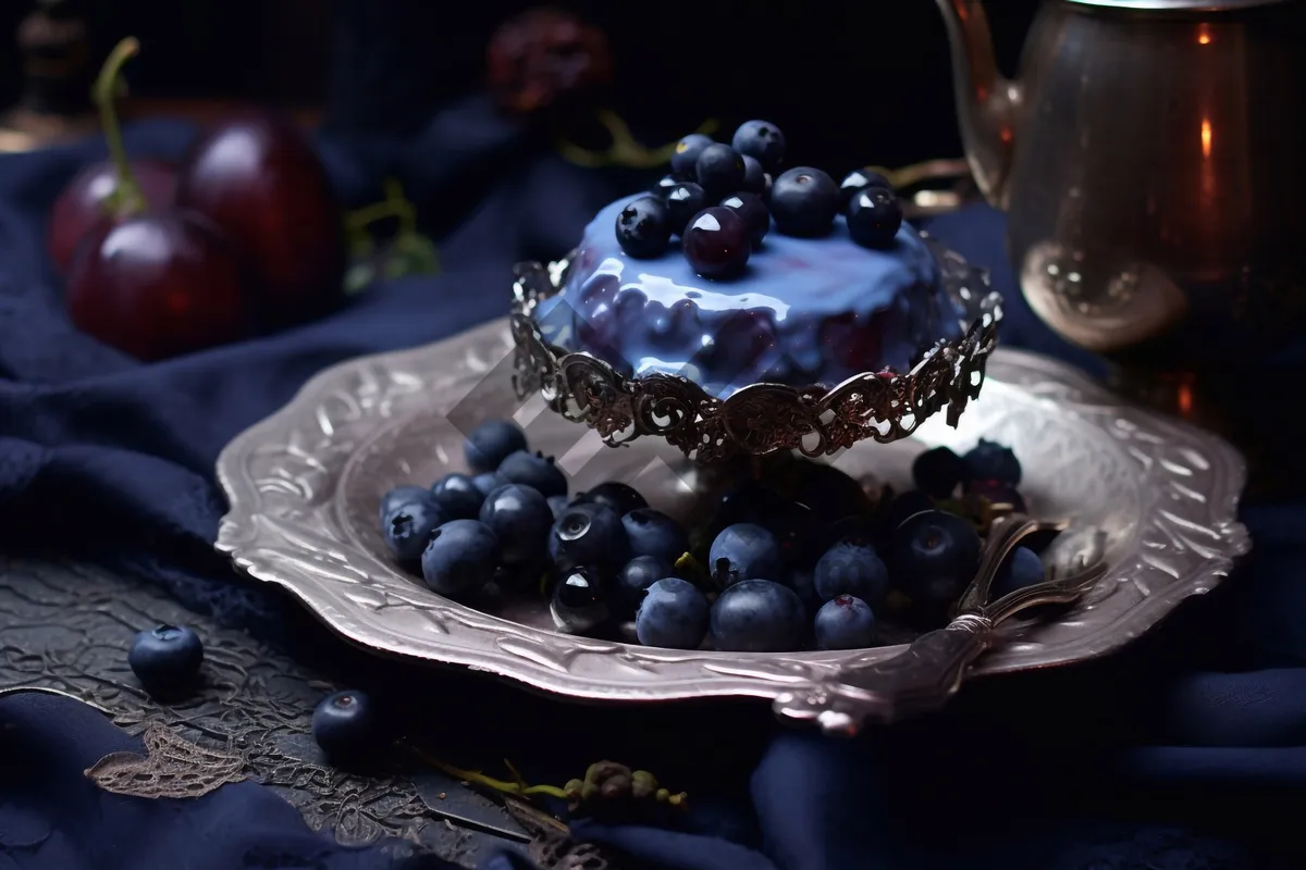 Picture of Assorted fresh berries on black plate.