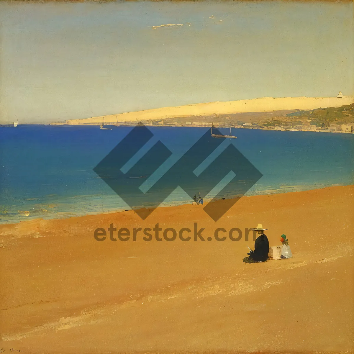 Picture of Serene Beachscape with Calming Waves and Sandy Shore