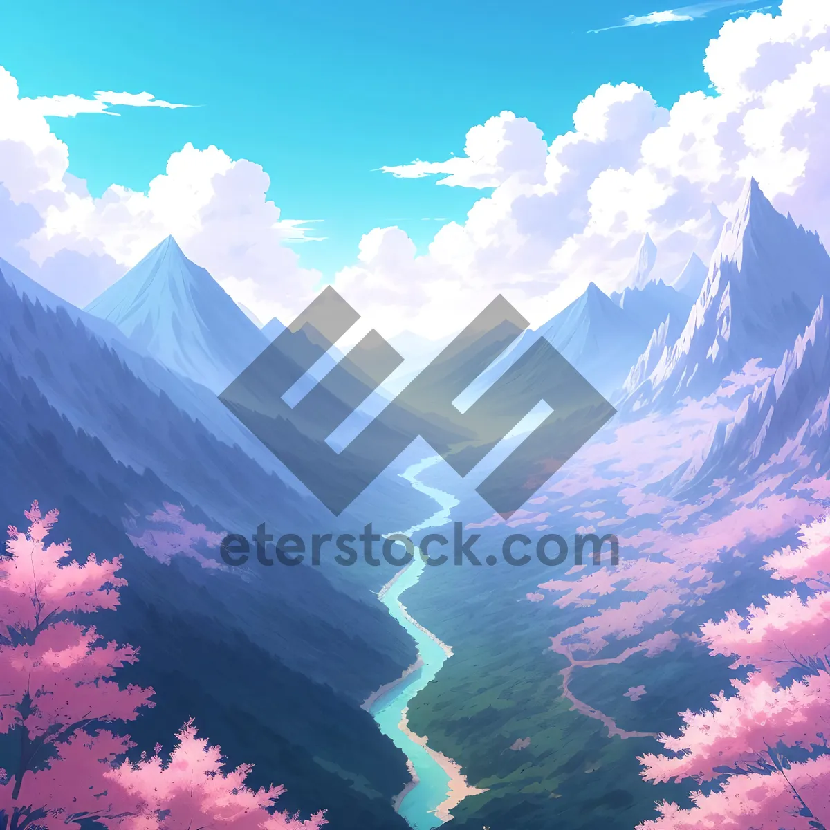 Picture of Mountain Majesty: Glacial Skyline Over Vast Canyon
