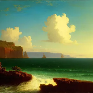 Serene Sunset over Beach and Ocean