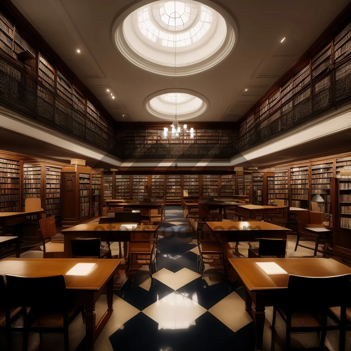 Picture of Modern Luxurious Restaurant Interior with Wooden Furniture