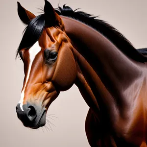 Majestic Thoroughbred Stallion Grazing in Green Meadow