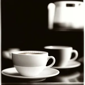 Hot Morning Coffee in Porcelain Cup