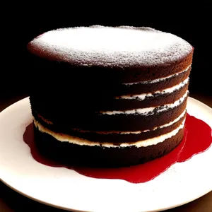 Dessert plate with gourmet cake and hot coffee.