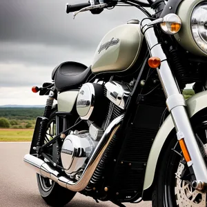 Sleek motorcycle speeding down the road