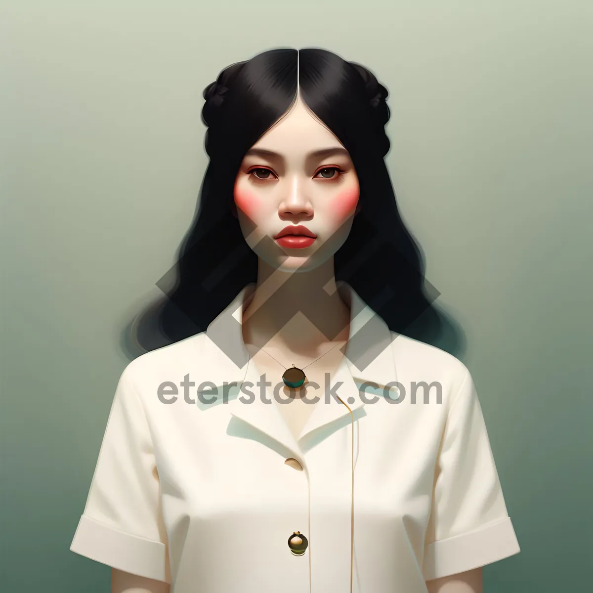 Picture of Smiling brunette businesswoman in corporate office setting