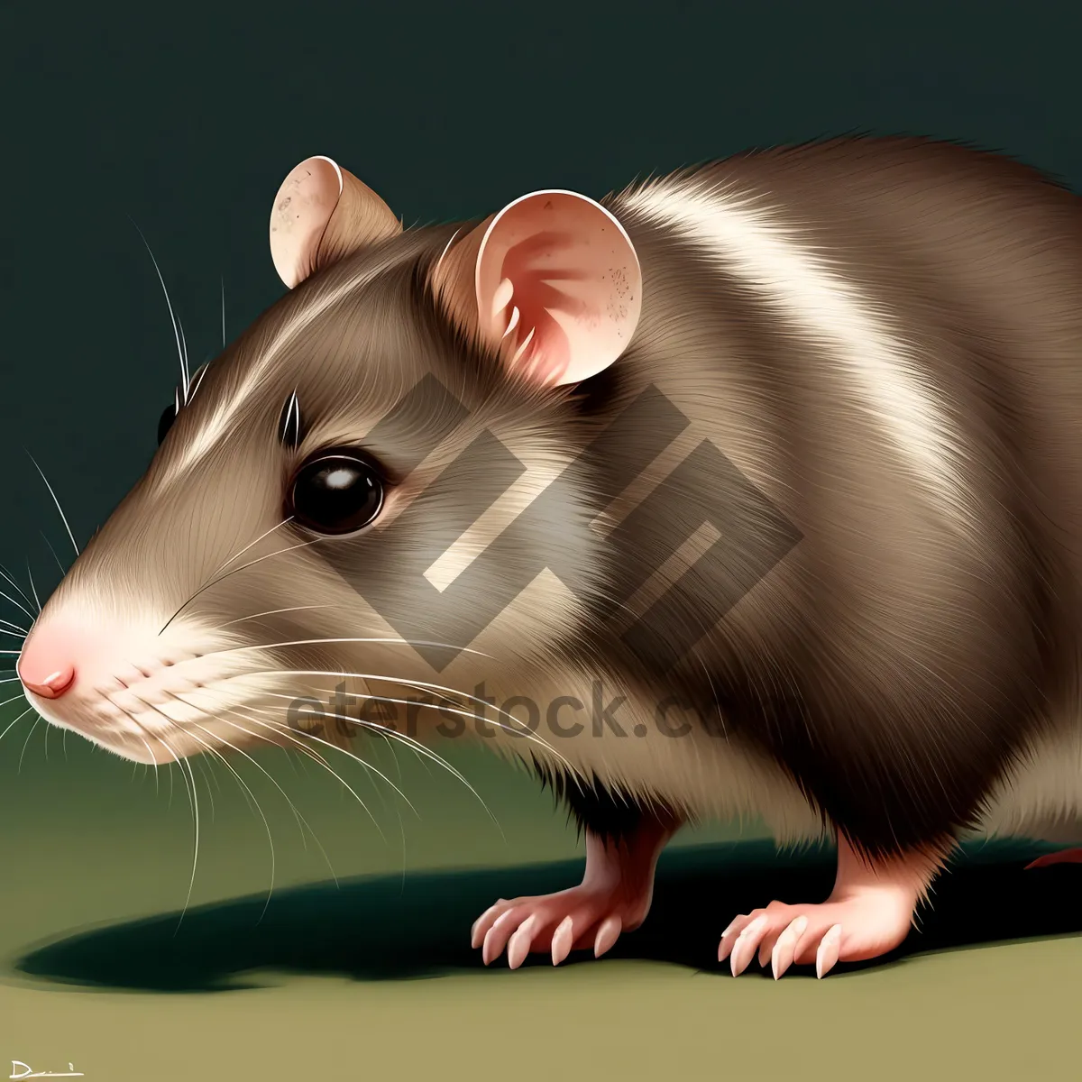 Picture of Cute Rat with Fluffy Fur and Whiskers