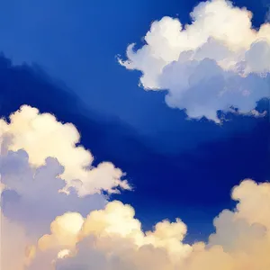 Serene Summer Sky with Fluffy White Clouds