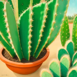 Desert Succulent Blooming with Vibrant Flowers