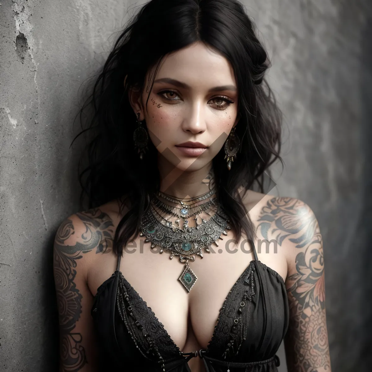Picture of Fashion Model with Attractive Makeup and Sensual Look