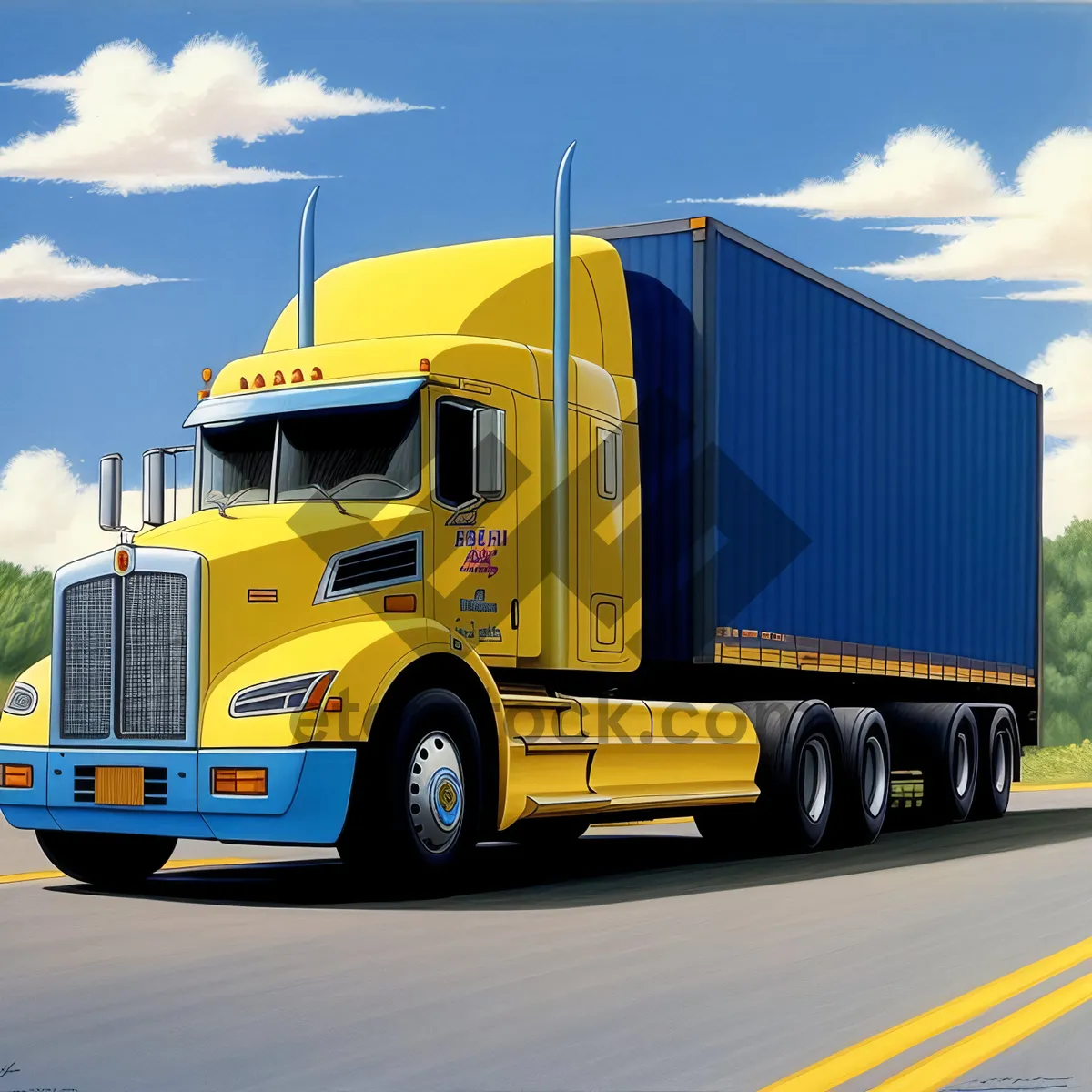 Picture of Fast Freight Hauler on Busy Highway