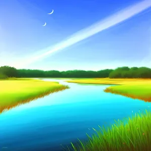 Vibrant Summer Landscape with Clear Blue Sky.