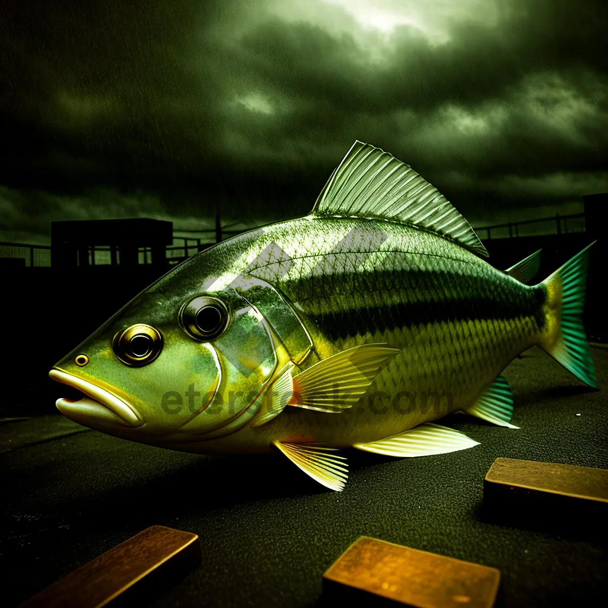 Picture of Vibrant Underwater Bass in Aquarium