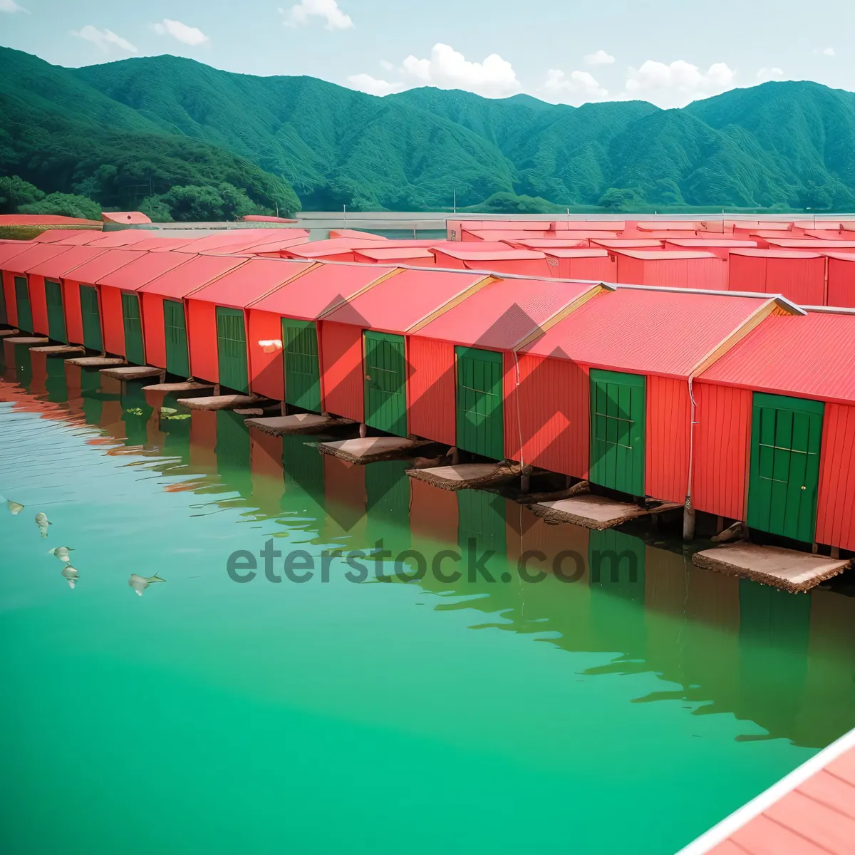 Picture of Breathtaking Coastal Boathouse Amidst Serene Ocean Landscape