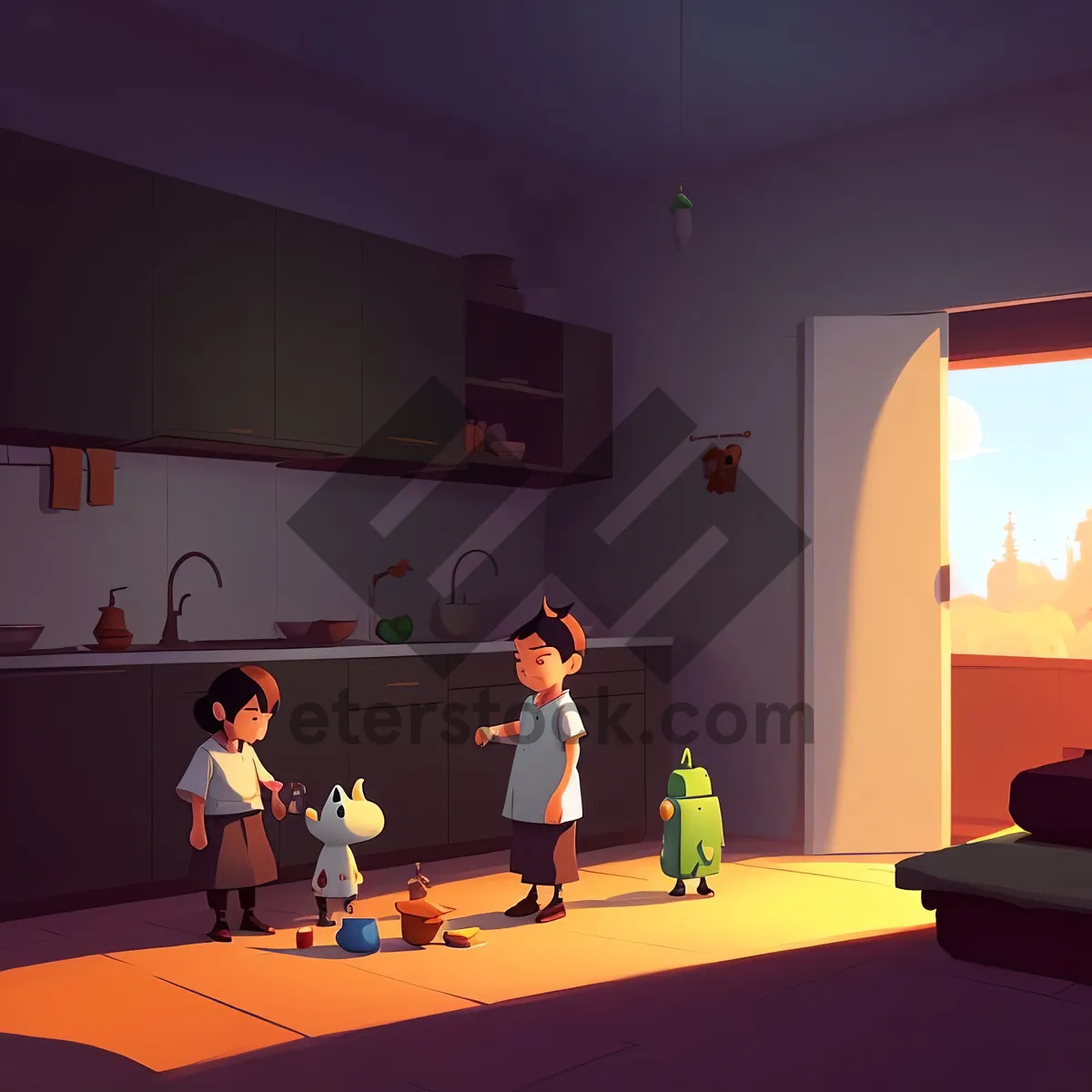 Picture of Modern Classroom with Teacher and Group of People