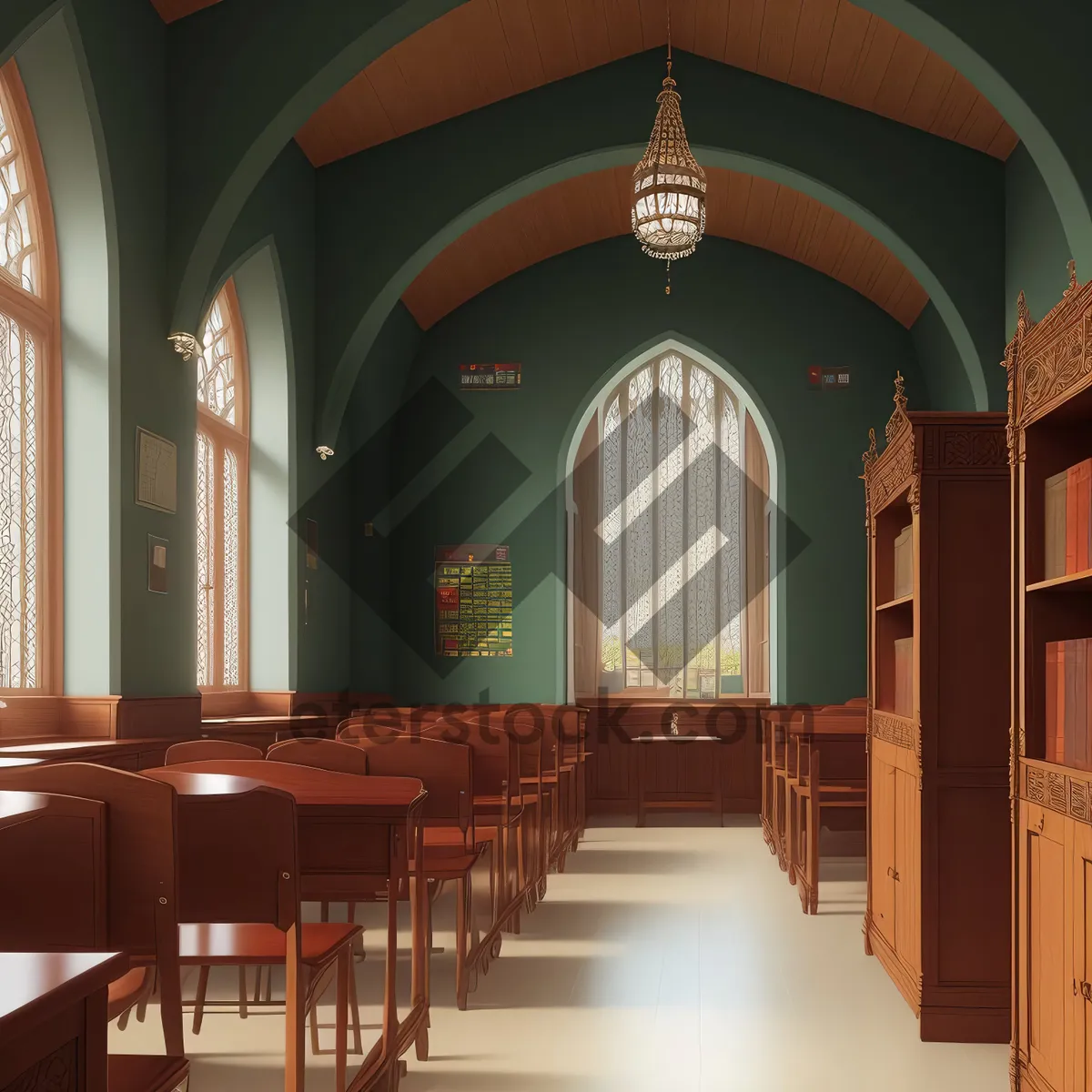 Picture of Architectural Splendor in Historic Cathedral's Grand Library