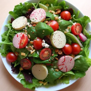 Fresh Garden Salad with Cherry Tomatoes and Cucumbers