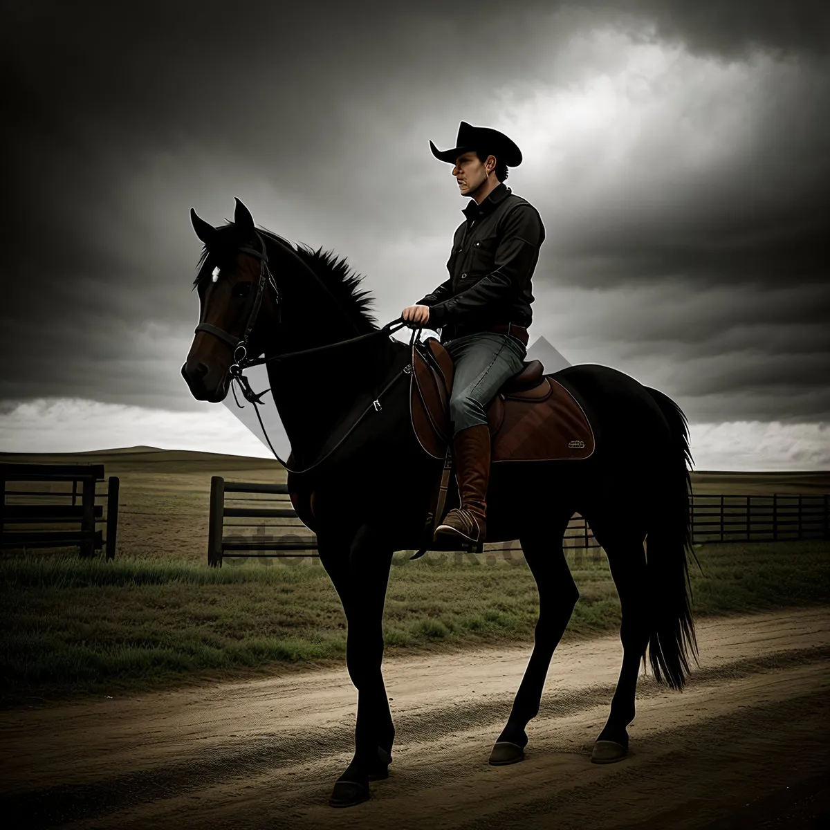 Picture of Wild West Equestrian Ride with Cowboy on Stallion