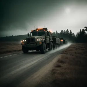 Fiery Freight: Tow Truck on the Highway