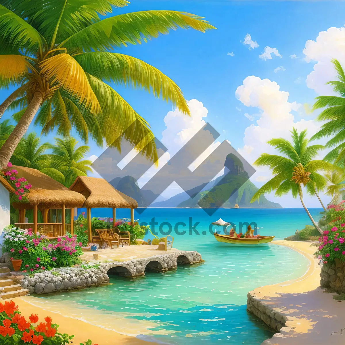 Picture of Tropical Paradise Beach Resort with Palm Trees