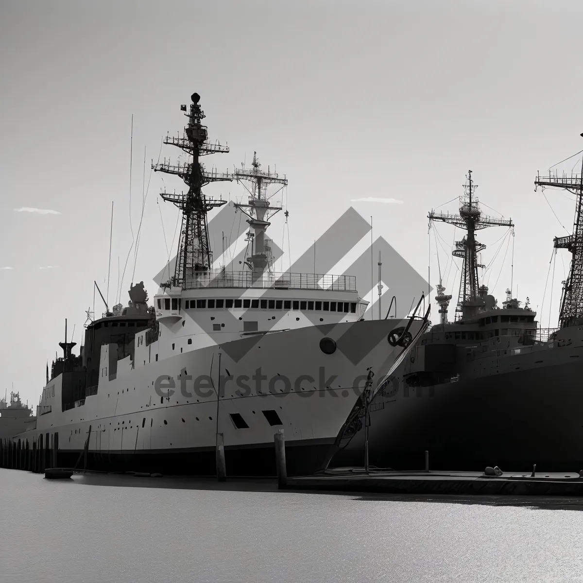 Picture of Maritime Transport: Majestic Battleship at Dock