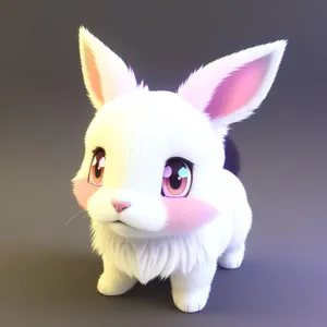 Funny pink cartoon bunny with adorable ears