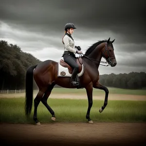 Equestrian Polo: Majestic Stallion with Polo Mallet