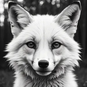 Cute White Wolf Collie - Domestic Sled Dog Portrait