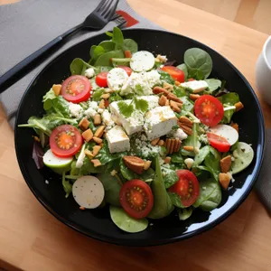 Fresh Salad Plate with Gourmet Cheese and Vegetables