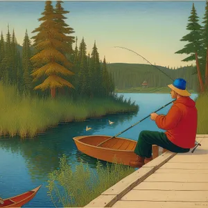 Serene Summer Waterscape with Boat and Paddle