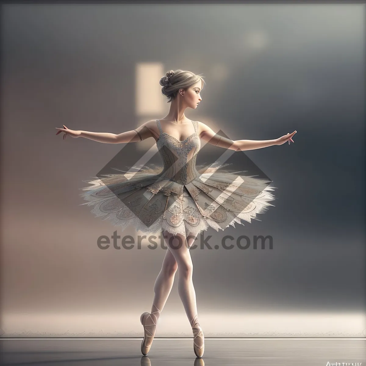 Picture of Elegant Ballet Dancer in Fashionable Studio Pose