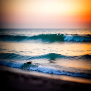 Tranquil Sunset Reflection on Beach