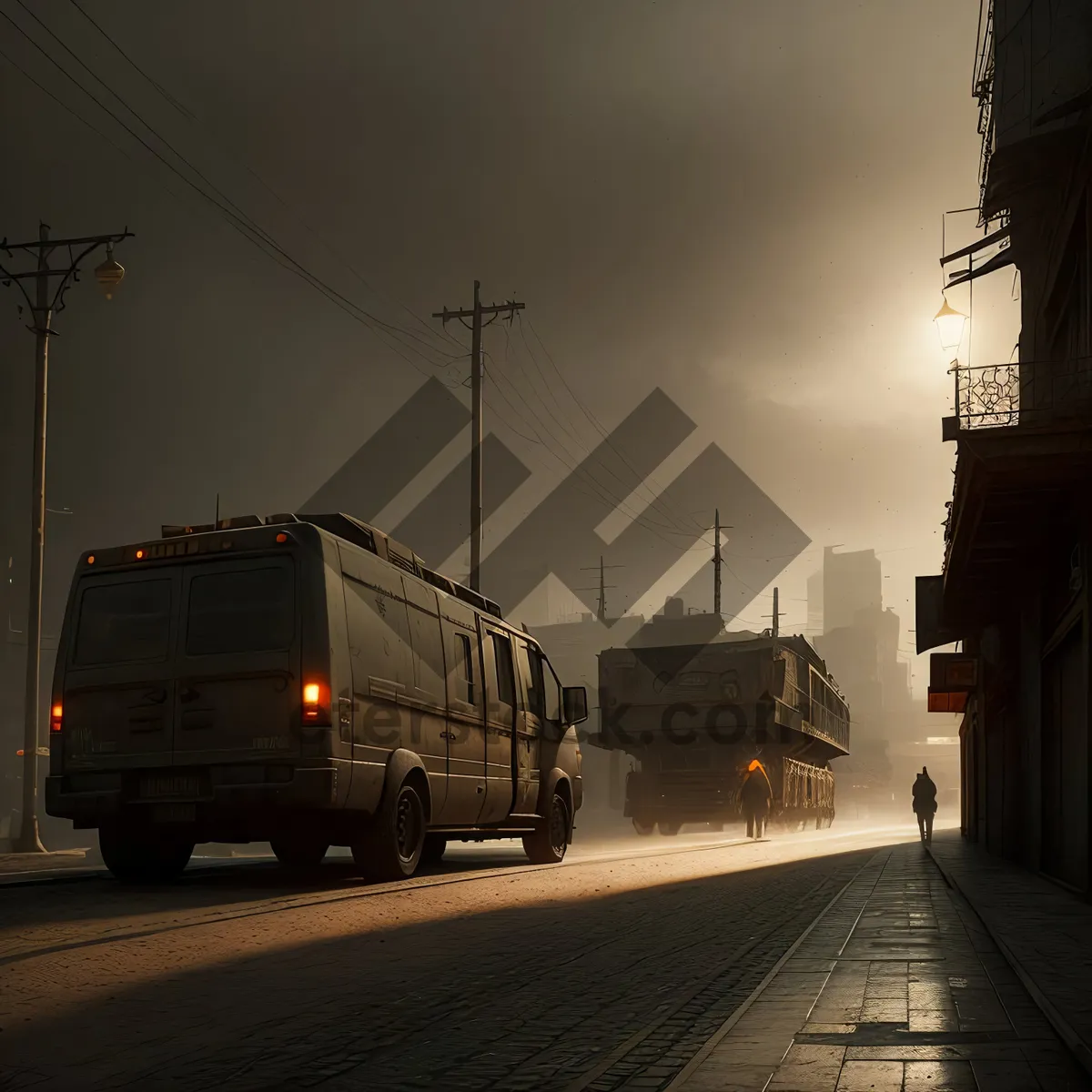 Picture of Vintage Freight Train on Railroad Tracks