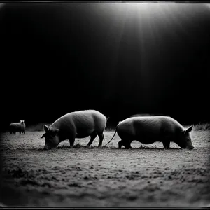 Pink Piglet in Farm Pen