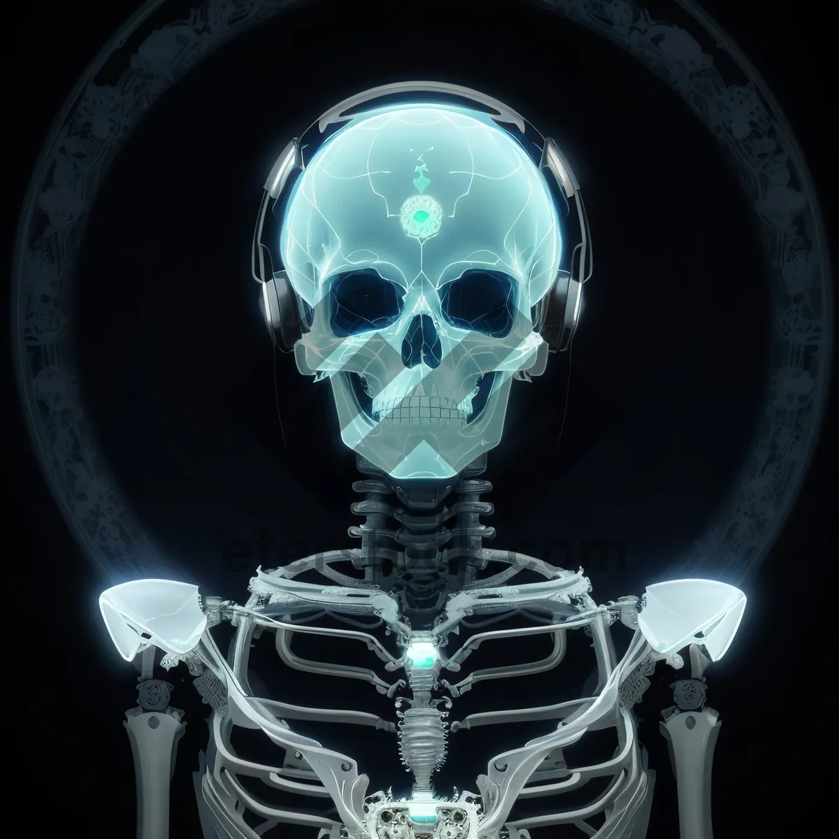 Picture of 3D human skull anatomy x-ray image.