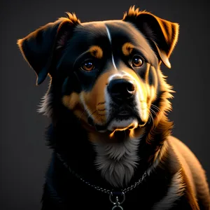 Adorable Black Swiss Mountain Dog in Studio Portrait