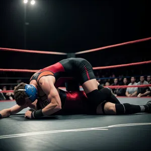 Active Man Wrestling on Fitness Mat