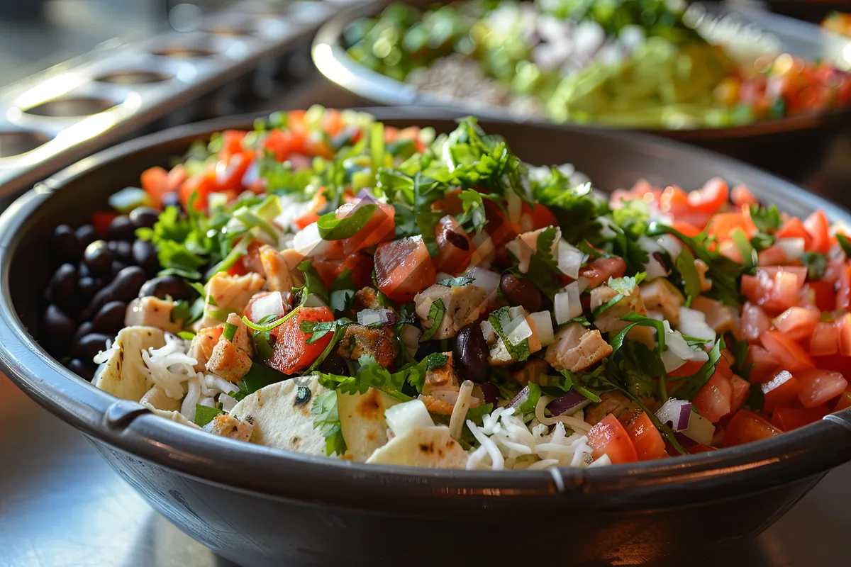 Picture of Fresh Vegetable Salad Bowl with Tasty Sauce