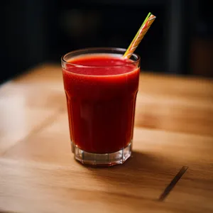 Refreshing Fruit Juice Cocktail with Ice and Straw
