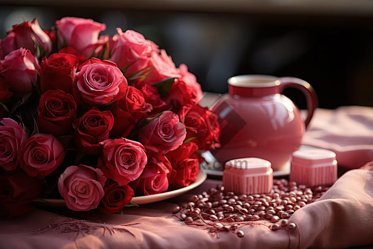 Picture of Romantic Rose Petal Teapot with Pink Flowers