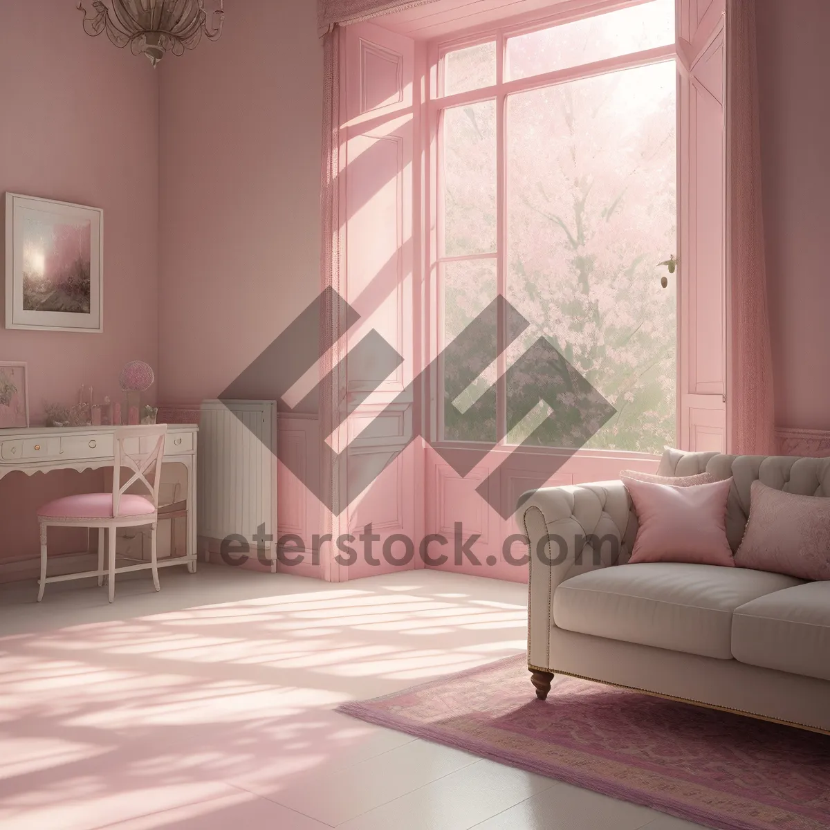 Picture of Modern Living Room with Comfortable Sofa and Stylish Lamp