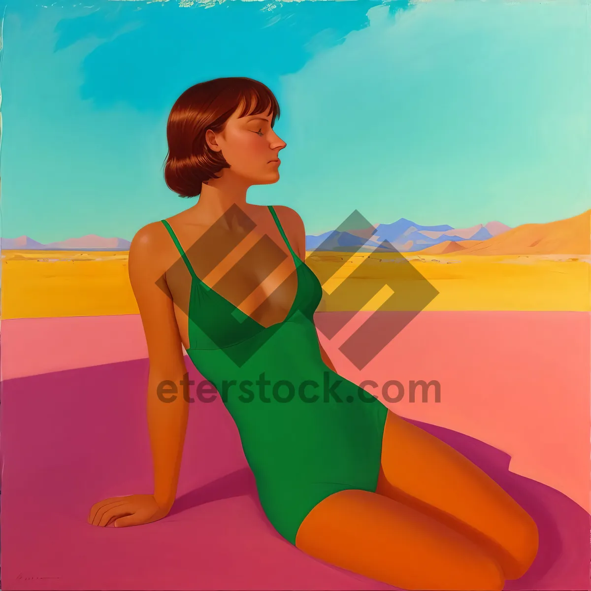 Picture of Stunning Beach Babe in Attractive Swimsuit