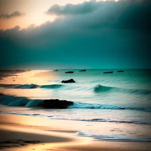 Serene Sunset Over Tropical Beach