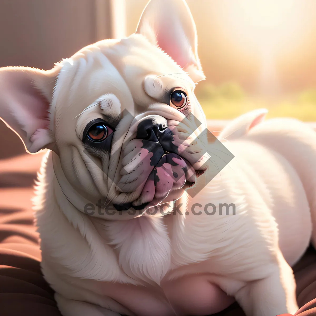Picture of Endearing bulldog puppy with an adorable wrinkled face