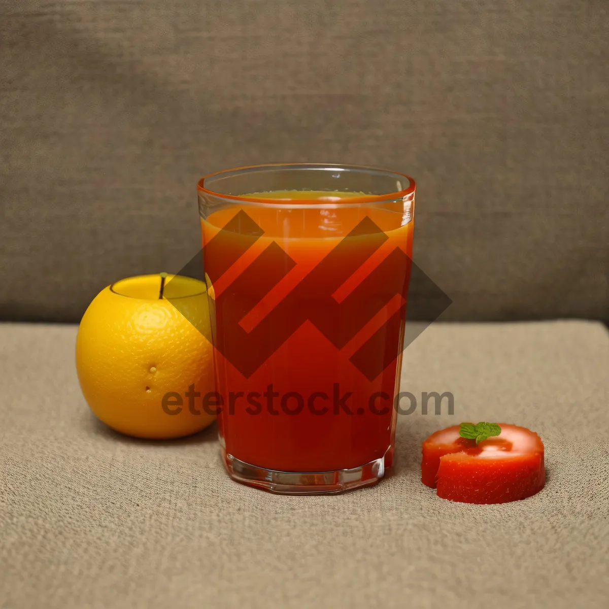 Picture of Healthy Orange Fruit Juice Refreshment with Ice and Lemon