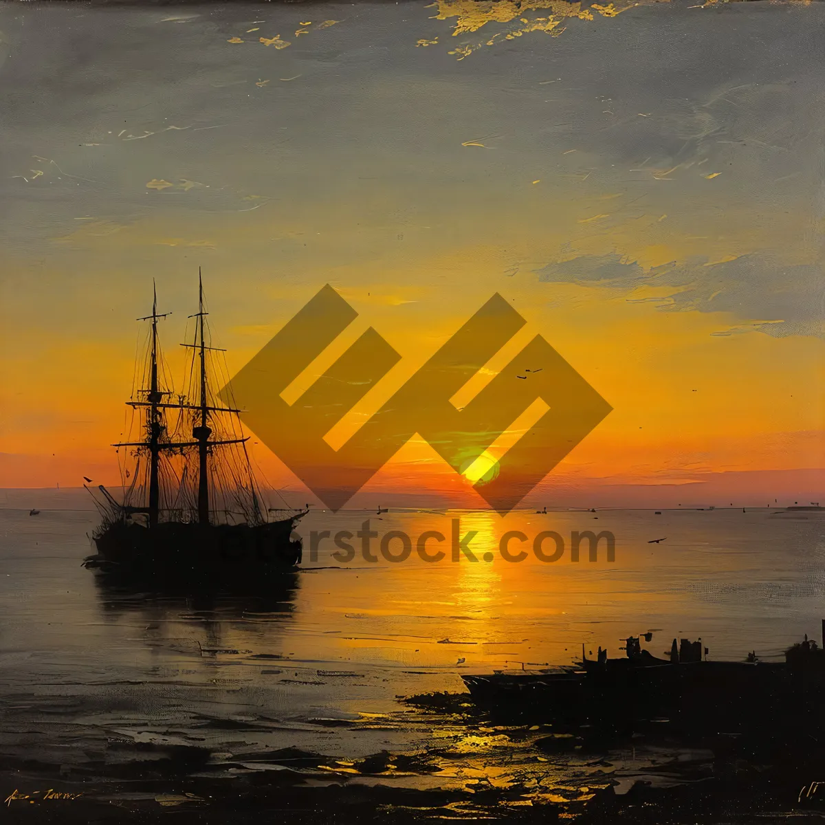 Picture of Sailing into the Golden Sunset at Harbor